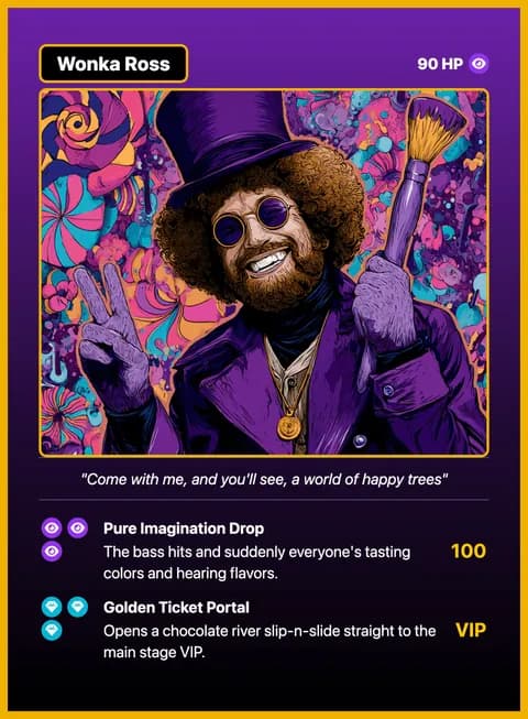 Wonka Ross, a Bob Ross trading card